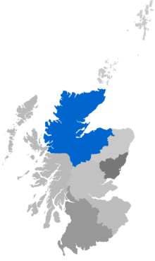 Map showing the Diocese of Moray, Ross & Caithness as a coloured area covering northern Scotland