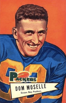 Dom Moselle in a Green Bay Packers uniform on 1952 football card