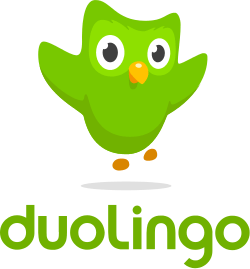 Duolingo logo, featuring the mascot Duo