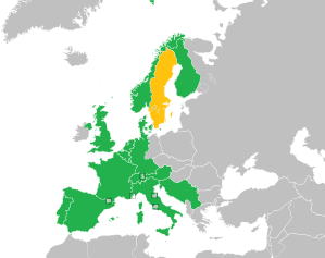 A coloured map of the countries of Europe