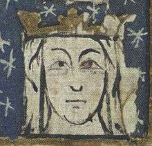 Fourteenth century manuscript initial showing Eleanor of Castile