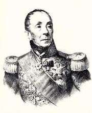 Portrait of highly decorated marshal with a haughty look