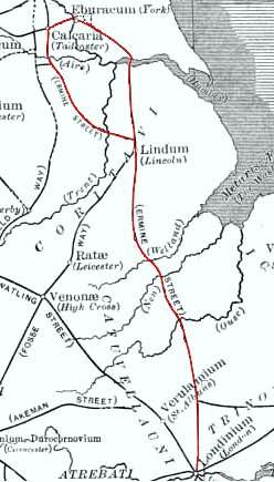 Map showing Ermine Street