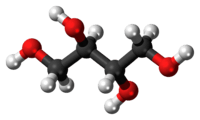 Ball-and-stick model of the erythritol molecule