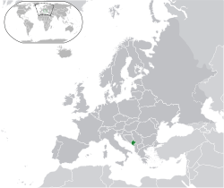 Location of  Montenegro  (Green)in Europe  (Dark Grey)  –  [Legend]