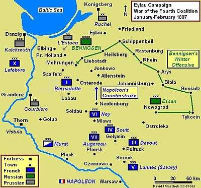 Eylau Campaign Map 1807