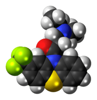 Space-filling model of the fluacizine molecule