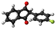 Ball-and-stick model of the fluindione molecule