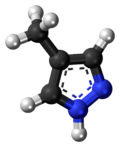 Ball-and-stick model of the fomepizole molecule