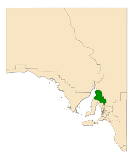 Map of South Australia with electoral district of Frome highlighted