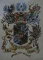 Full heraldic achievement (arms) of the Counts de Salis-Soglio, made in England, in watercolour.jpg