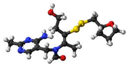 Ball-and-stick model of the fursultiamine molecule