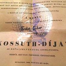 Kossuth-Dijat. Fodor Gabor, 1950