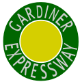 A highway marker for the Gardiner Expressway