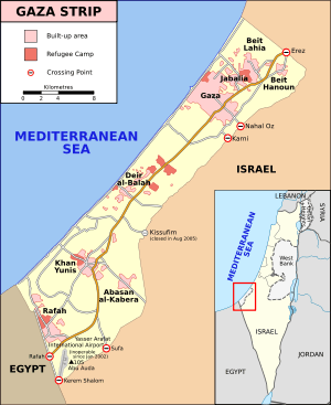 Map of Gaza Strip and Israel