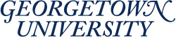  Stylized blue text with the words Georgetown University.