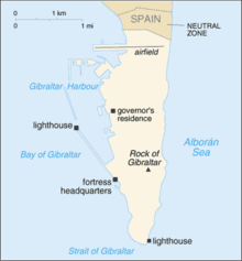 Old map of the Gibraltar peninsula