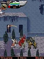 Protagonist Kratos attacks two enemies.