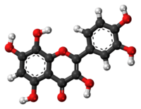 Ball-and-stick model of the gossypetin molecule