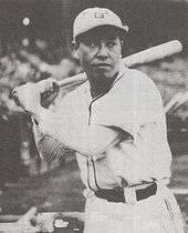 Black and white photograph showing Haruyasu Nakajima with a bat over his shoulder preparing to bat.