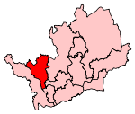 A medium-sized constituency. It is slightly to the northwest of the centre of the county.