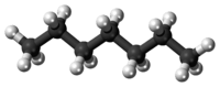 Ball-and-stick model of the heptane molecule