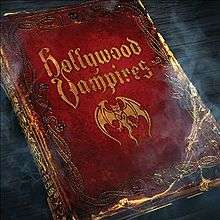 Album cover depicting a gothic-style red leather-bound book titled "Hollywood Vampires"