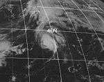 Satellite picture of a fairly tight hurricane over the open Atlantic