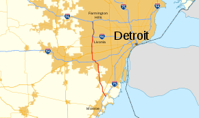I-275 bypasses Detroit to the west running from I-75 in Monroe County to an interchange with I-96 and I-696 in Oakland County