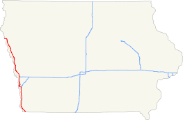 I-29 follows the western border of Iowa
