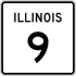 Illinois Route 9 marker