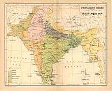Map of India purporting to show distribution of races.