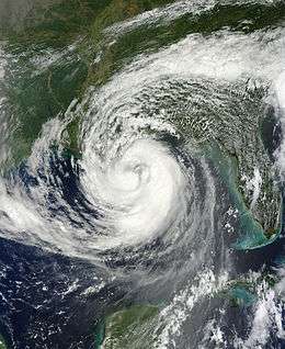 Satellite imagery of a newly declared hurricane south of Louisiana