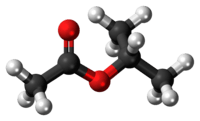 Ball-and-stick model of the isopropyl acetate molecule