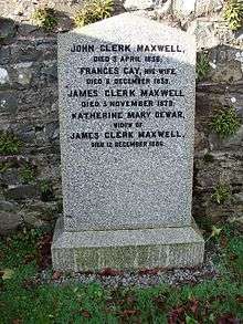 An image of Katherine Clerk Maxwell's grave in Parton, Dumfries and Galloway.