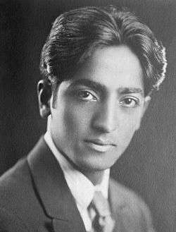 Photograph of Jiddu Krishnamurti circa 1920s
