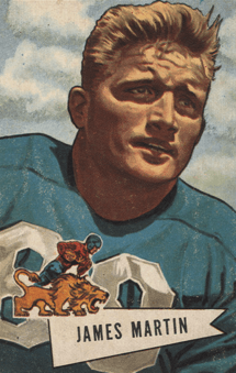 Jim Martin on a 1952 Bowman football card in a Detroit Lions uniform