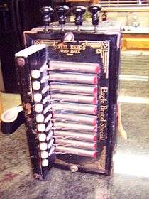 Joe Falcon's last accordion, a pre-WWII German "Eagle" brand.