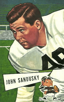 John Sandusky pictured in a Cleveland Browns uniform on a 1952 football card
