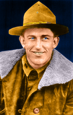 Head-and-shoulders photo of Lt. Josh Cody, white man in his mid-20s, shown in the World War I-era field uniform of the U.S. Army