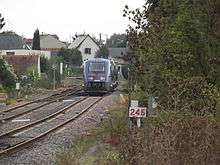 View of a moving train with "Loches" on a sign