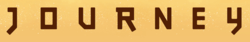 "Journey" written in brown, blocky font on a yellow background