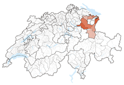 Map of Switzerland, location of St. Gallen highlighted
