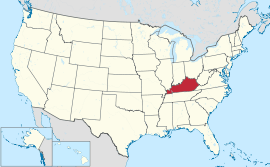 Map of the United States with Kentucky highlighted