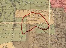 map showing Kiowa tribal lands - 1850s