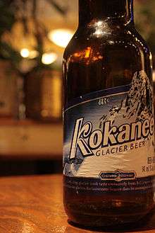 Bottle of Kokanee beer, with Grays Peak on the label