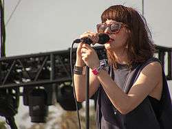 Lauren Mayberry performing with Chvrches at Coachella