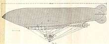Side elevation drawing of an airship 1906-1907