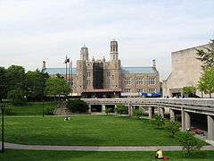 The music building and quad of Lehman College.