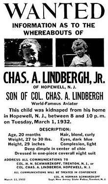 Missing Lindberg baby poster